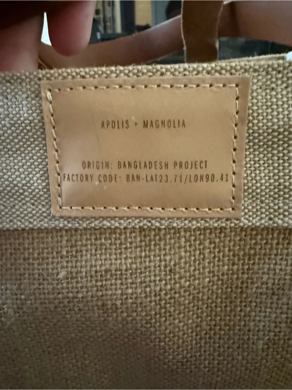 MAGNOLIA Market Apolis Large Shopping Tote Bag Jute Burlap Leather Handles